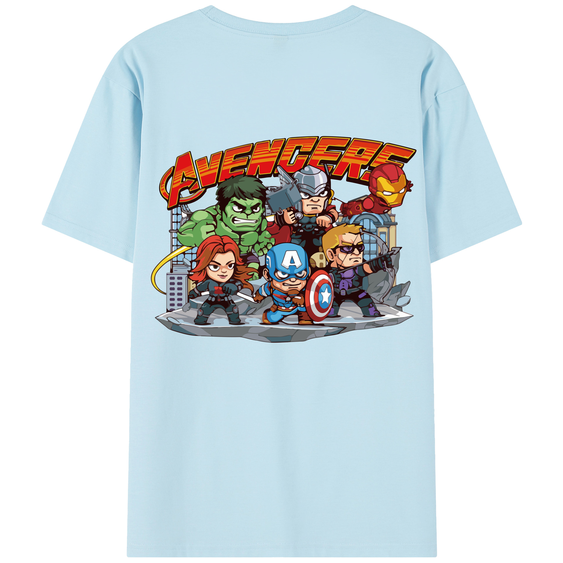 （画像用） アベンジャーズ The Avengers 綿100％半袖Tシャツ（背面プリント）